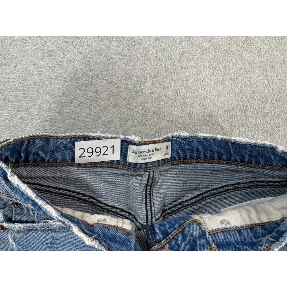Abercrombie & Fitch Distressed 5 Pocket Jean Shorts (Women's Size 2) Blue - 2" - Picture 4 of 9